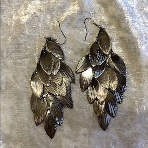 Earrings silver approx. 3in. Tiny leaves design